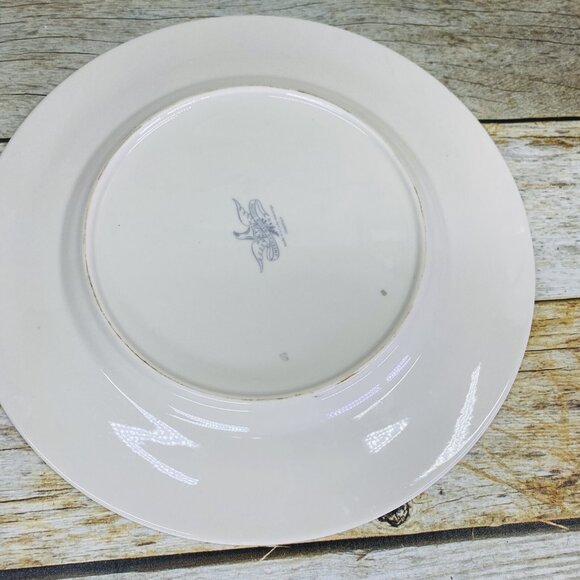 American Manor China CHANTILLY Cream Flowers Platinum Trim Dinner Plates Set 3 - Picture 5 of 15